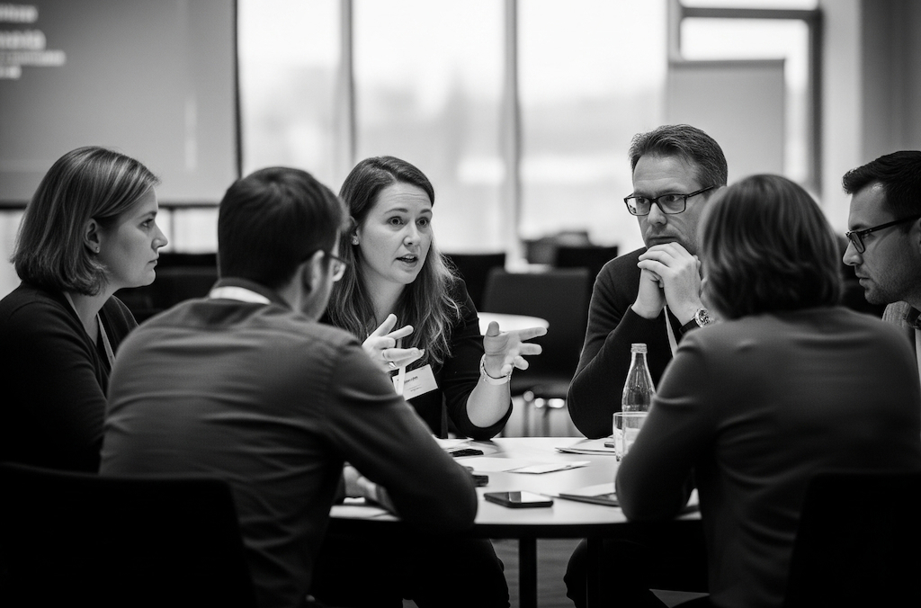 Image showing people around a table discussing something